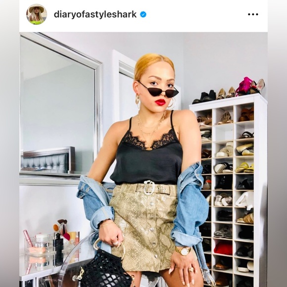 Belted Shiny Snakeskin Mini Skirt - Picture 4 of 4